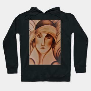 sepia art deco flapper hat girl lady 20s by jackie smith Hoodie